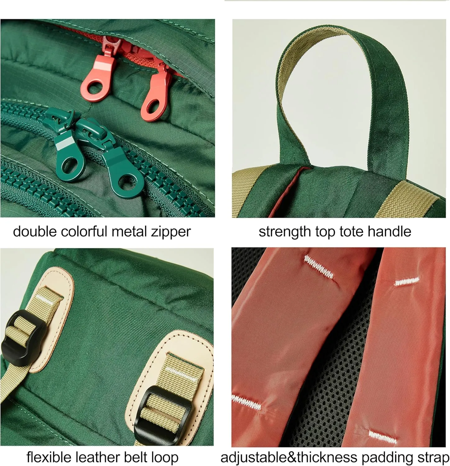 DORIS&JACKY UNISEX Campus Backpack Large Capacity Travel Casual Daypack For Women (Large-Green)
