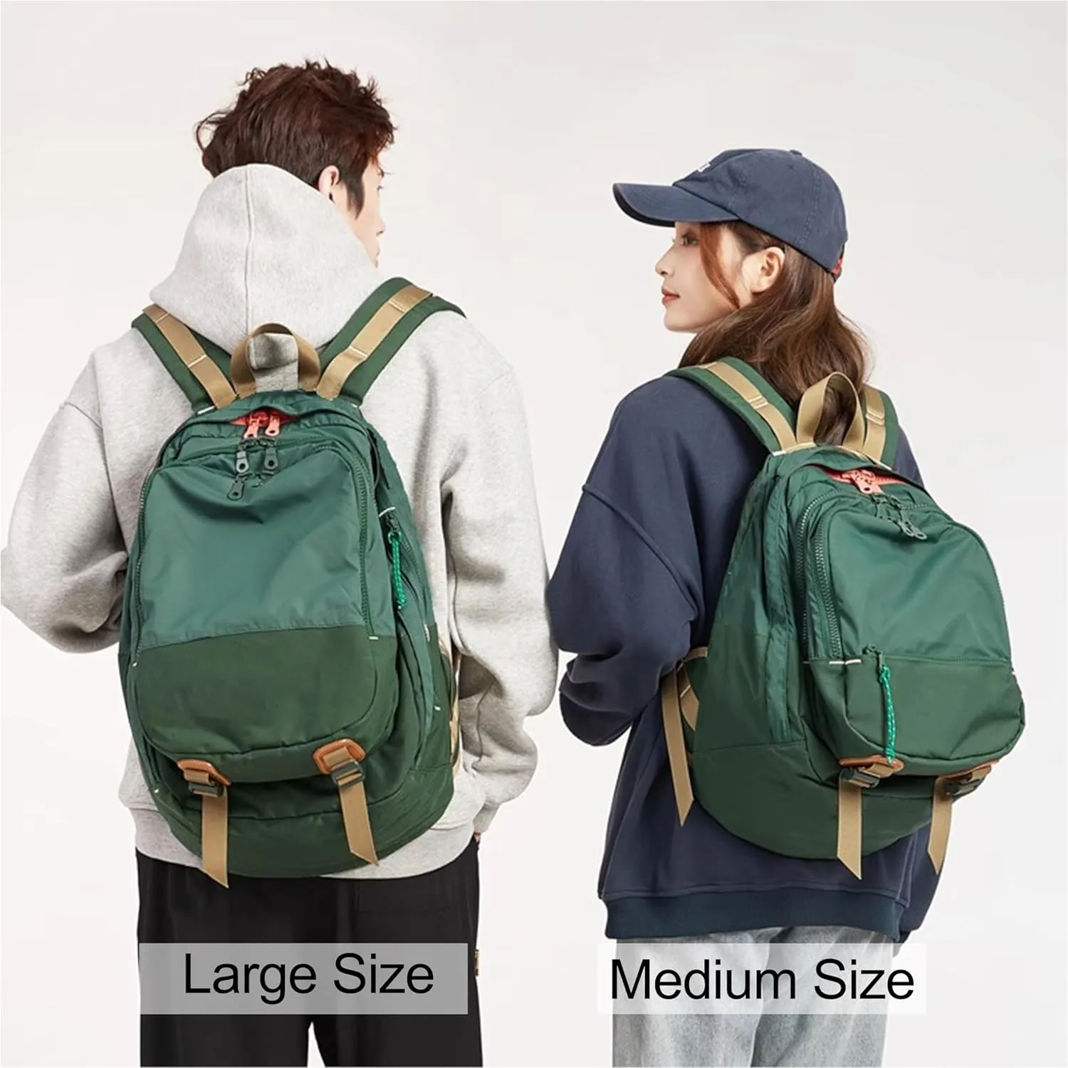 DORIS&JACKY UNISEX Campus Backpack Large Capacity Travel Casual Daypack For Women (Large-Green)