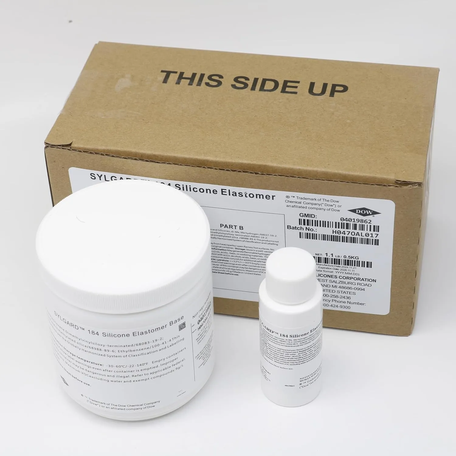 Dowsil SYLGARD 184 (Form Dow Corning) Silicone Elastomer Kit Base A   Curing Agent Solidifier B for Electrical Component Battery Board Assembly Room Temperature RT Heat Cure(1.1 lb = A 450g   B 45g)