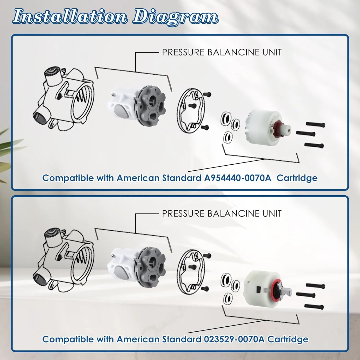 Dreyoo 1 Pack Pressure Balancing Unit Compatible with American Standard M952100-0070a, R110, R120, R115, R125 for Single Control Bath Tub and Shower Faucets Valves