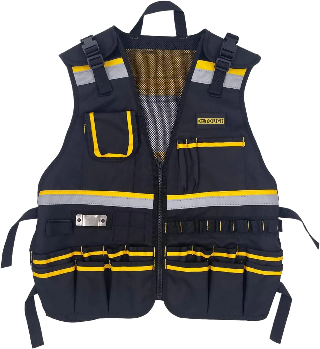 Dr.TOUGH Work Vest for Men Reflective Vest Black Safety Vest for Men Tool Vest For Carpenters Electrician