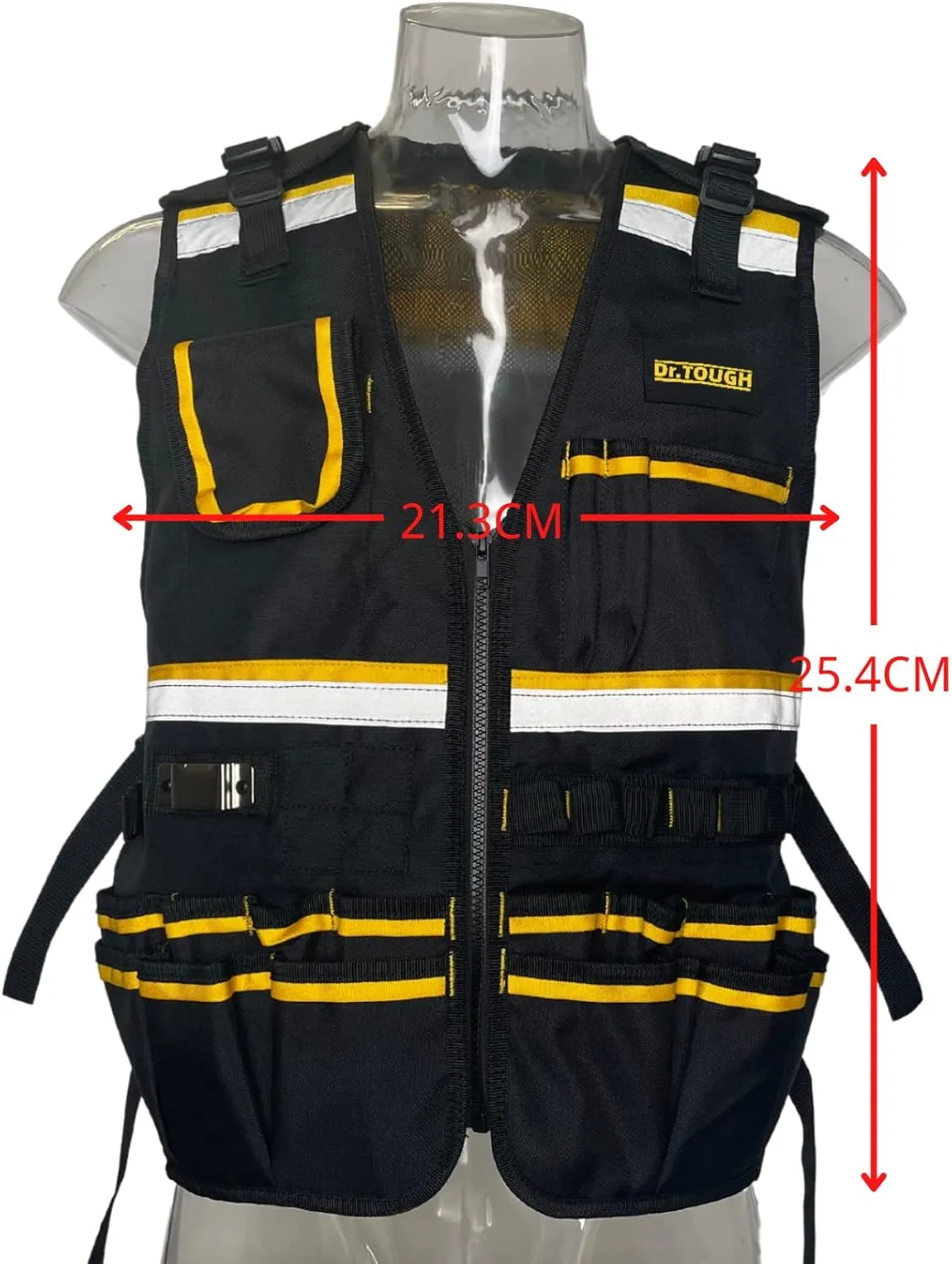 Dr.TOUGH Work Vest for Men Reflective Vest Black Safety Vest for Men Tool Vest For Carpenters Electrician