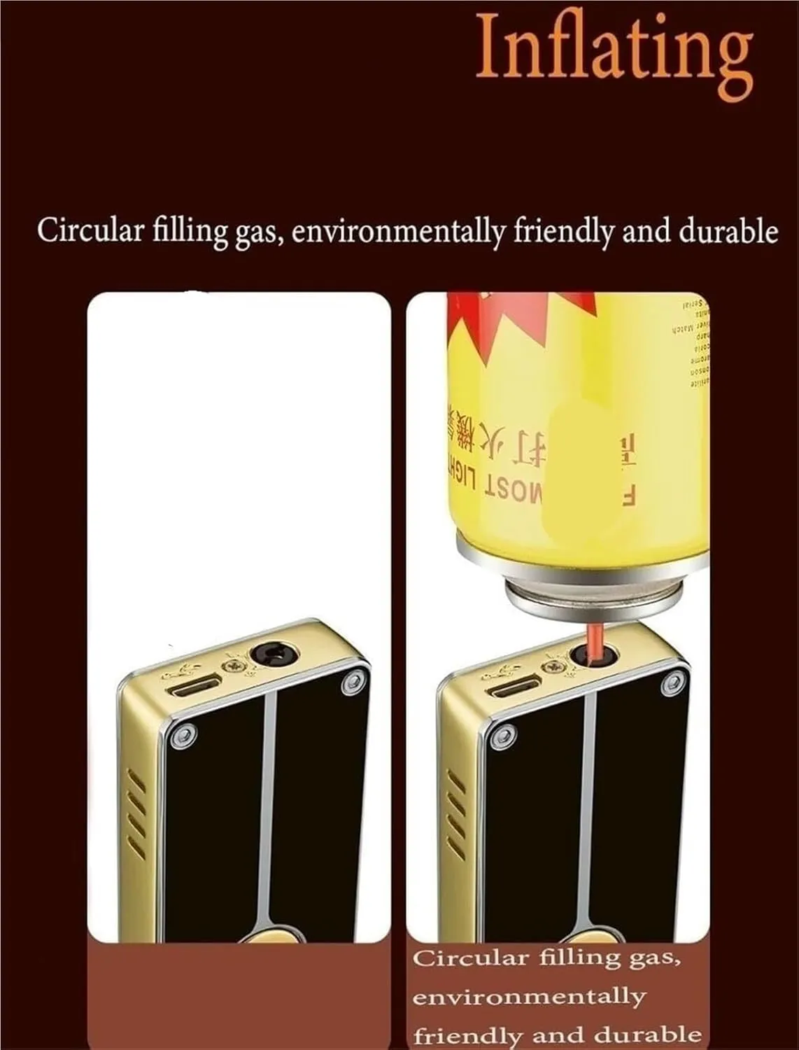 Dual-fire Butane Lighter, one-Button Ignition, Adjustable Fuel Filling, Windproof Jet Lighter, Suitable for Outdoor Fishing and Campfires (Fuel not Included)(Black)