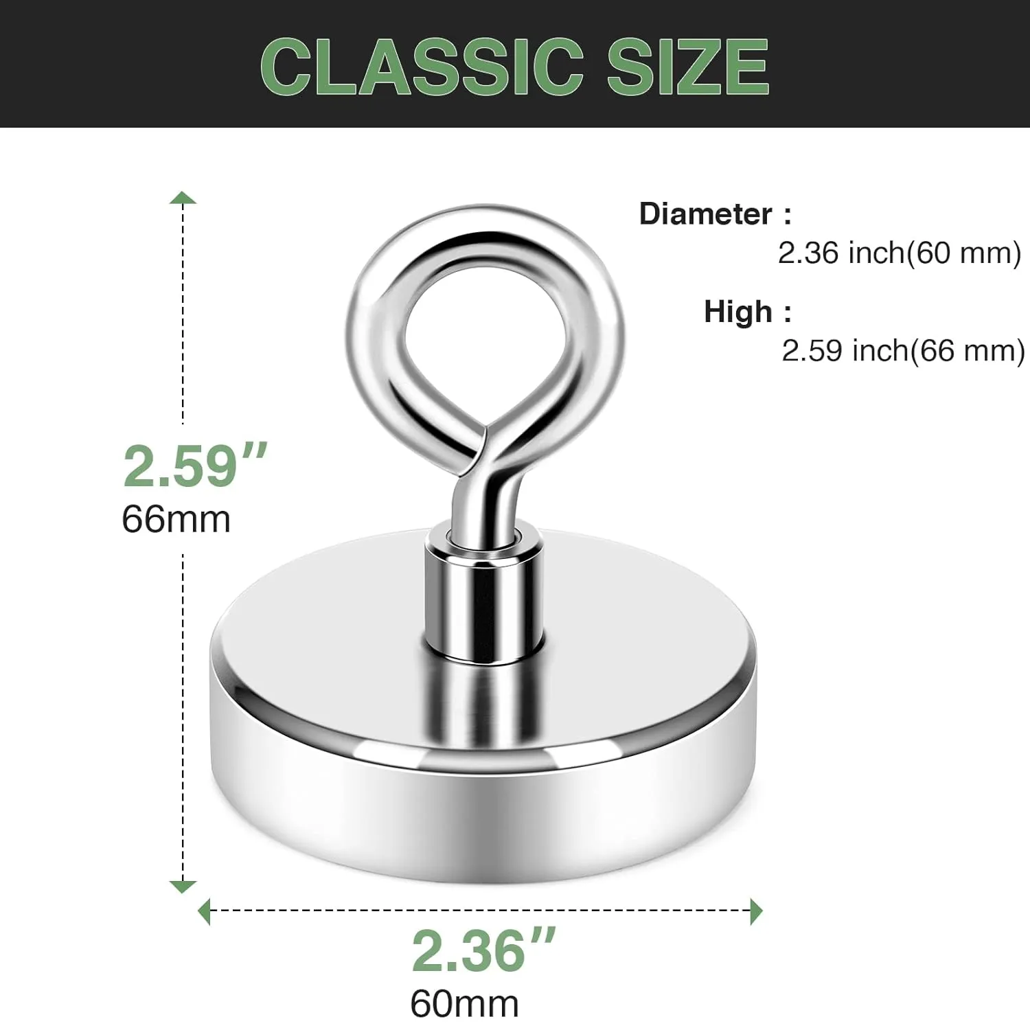 E BAVITE Heavy Duty Fishing Kit, Rare Earth Neodymium Magnets with Eyebolt for Lifting (500Lbs)