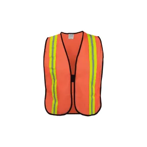 Economy Orange Safety Vest with Two Tone Lime and Silver Tape