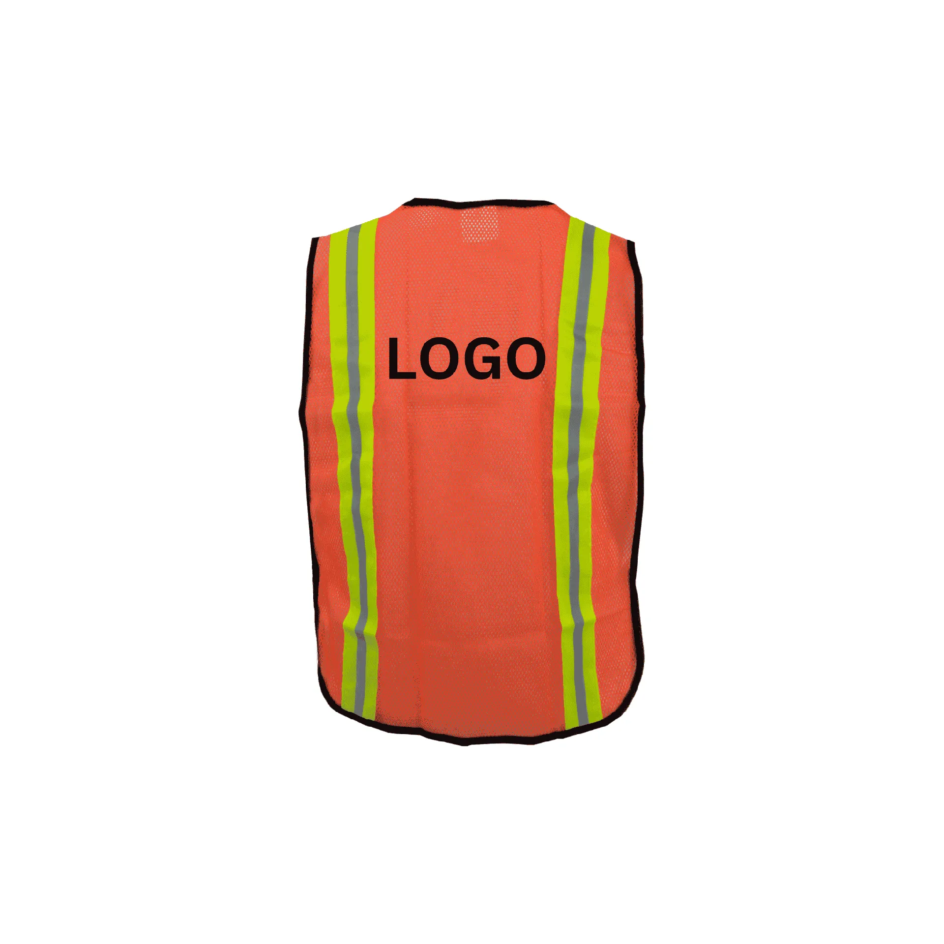 Economy Orange Safety Vest with Two Tone Lime and Silver Tape
