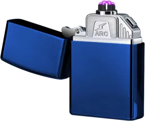 Electric Triple Arc Lighter Plasma Lighter Rechargeable Lighter Portable Electronic Lighter Windproof Flameless Lighter with Upgraded High Power Battery for Candle, BBQ(Blue), JL220