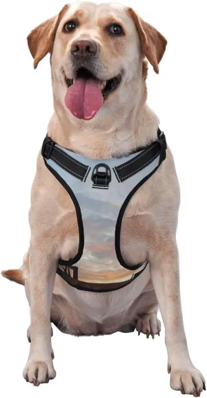 Elephant Giraffe On A Mountain Top Sunset No Pull Dog Harness Reflective Adjustable Pet VES No Choke Front Clip Pet Harness with 2 Leash Clips   1 Pet Leash for Large Dog Walking