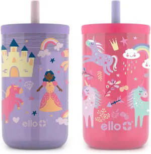 Ello Bop 2-Pack 12oz Kids Plastic Tumbler Set with Carry Loop | Leak-Proof Slider Lid | Removable Spill Resistent Soft Straw | BPA-Free