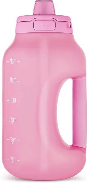 Ello Hydra 64oz Half Gallon Water Jug with Handle and Motivational Time Markers for All Day Hydration, Plastic Reusable Water Bottle with Straw and Locking, Leak Proof Lid, BPA Free