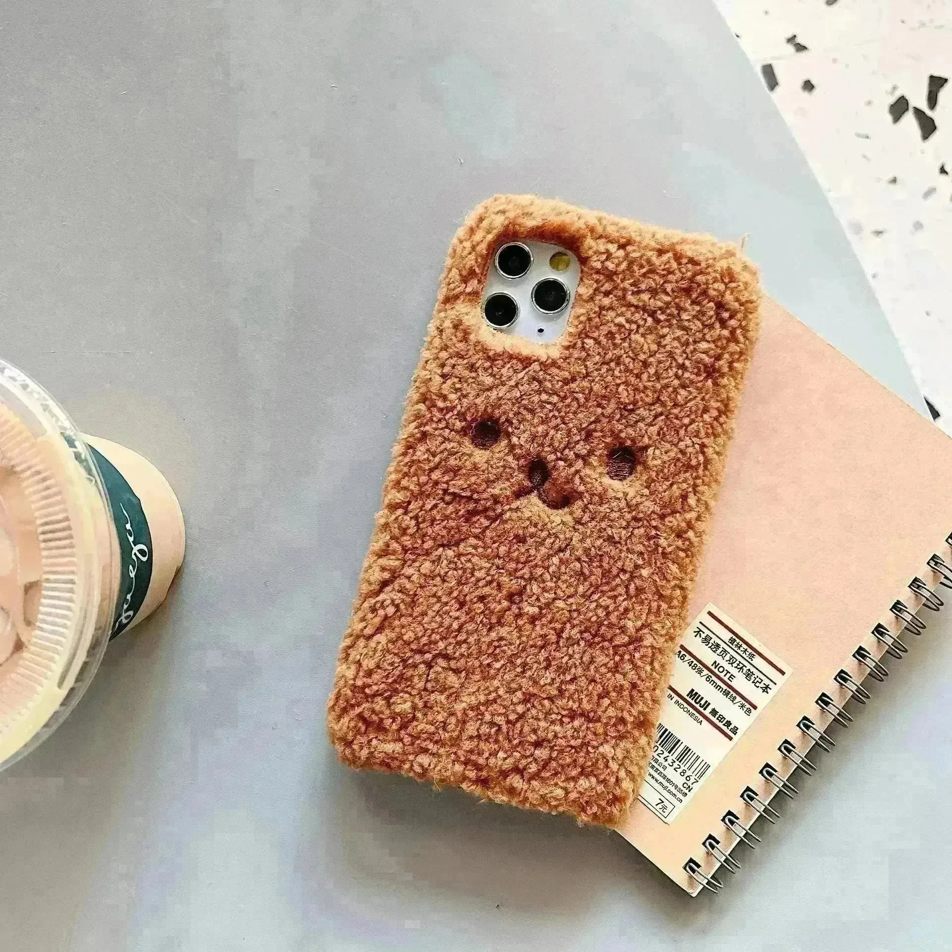 Embroidery Plush Cartoon Bear Phone Case