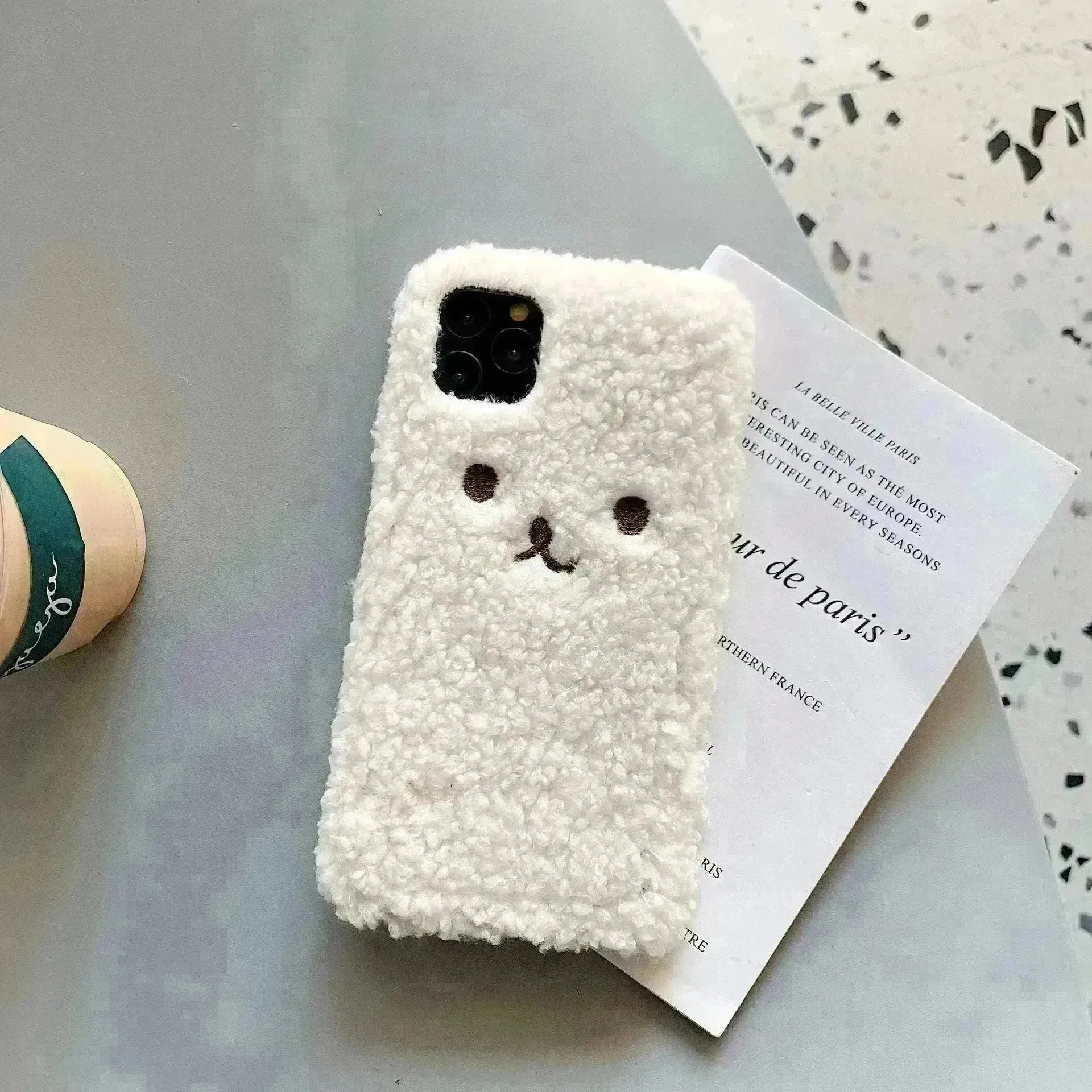Embroidery Plush Cartoon Bear Phone Case