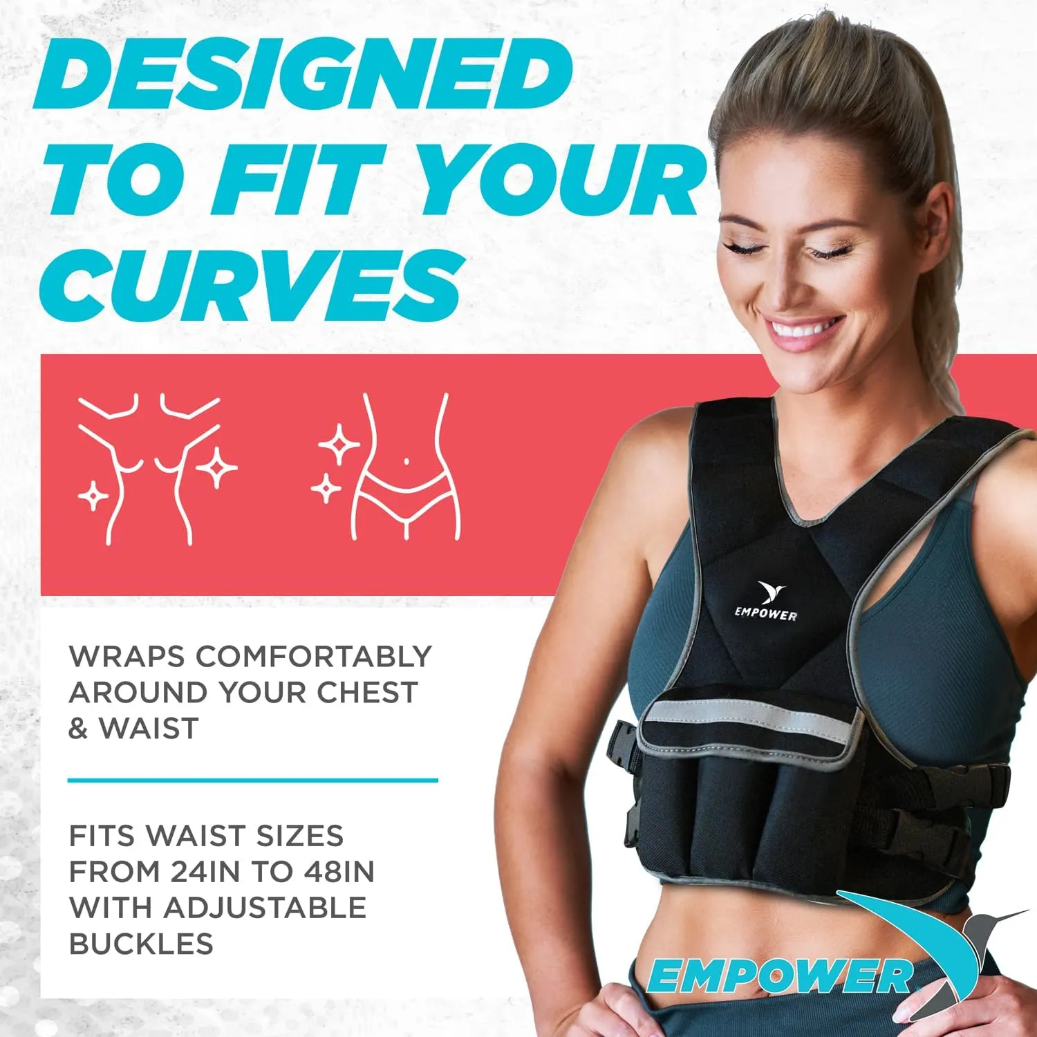 Empower Weighted Walking Vest for Women – Strengthen Muscles, Boost Bone Health, and Burn More Calories (fixed 8lbs, adjustable 4-10lbs or 10-16lbs)