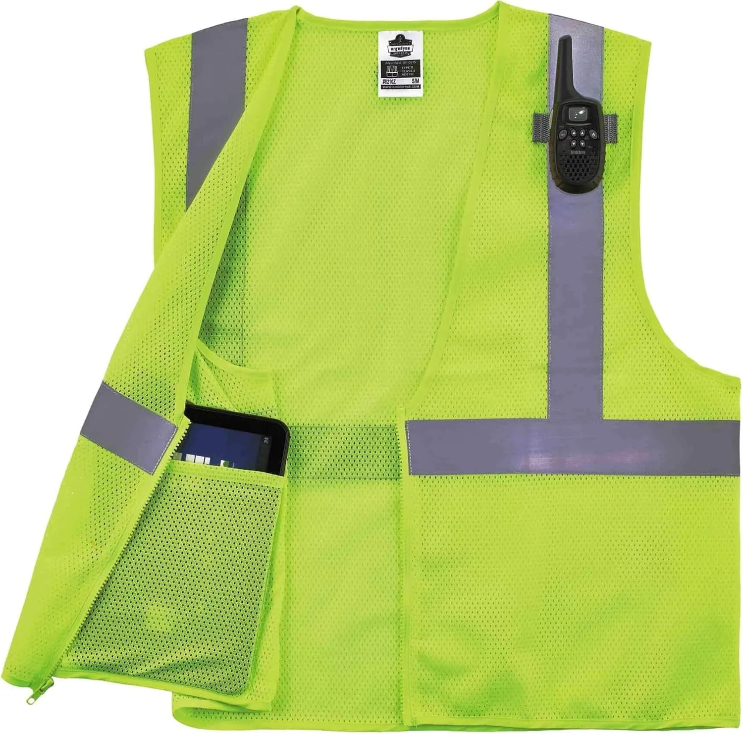 Ergodyne GloWear 8210Z ANSI Economy High Visibility Lime Reflective Safety Vest, Zipper Closure, 3-Pack