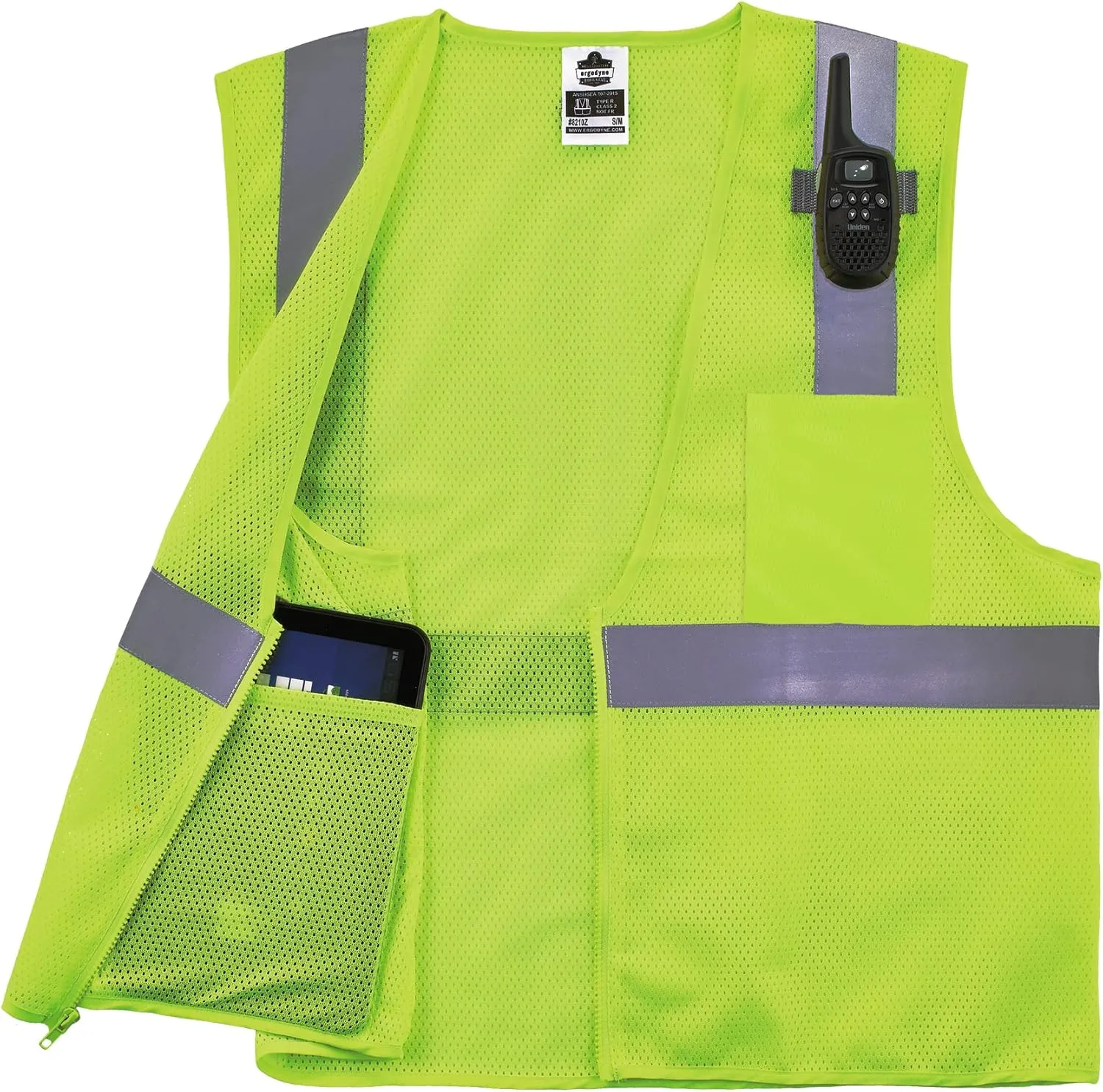 Ergodyne GloWear 8210Z ANSI Economy High Visibility Lime Reflective Safety Vest, Zipper Closure, 3-Pack