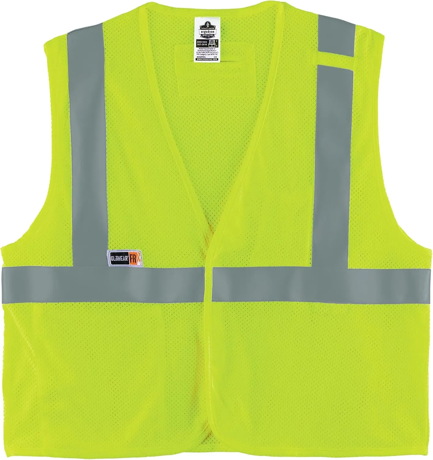 Ergodyne unisex-adult Glowear 8263frhl Hi-vis Fr Safety Vest - Class 2, Nfpa 70e, Mesh, Hook & Loop, Economy