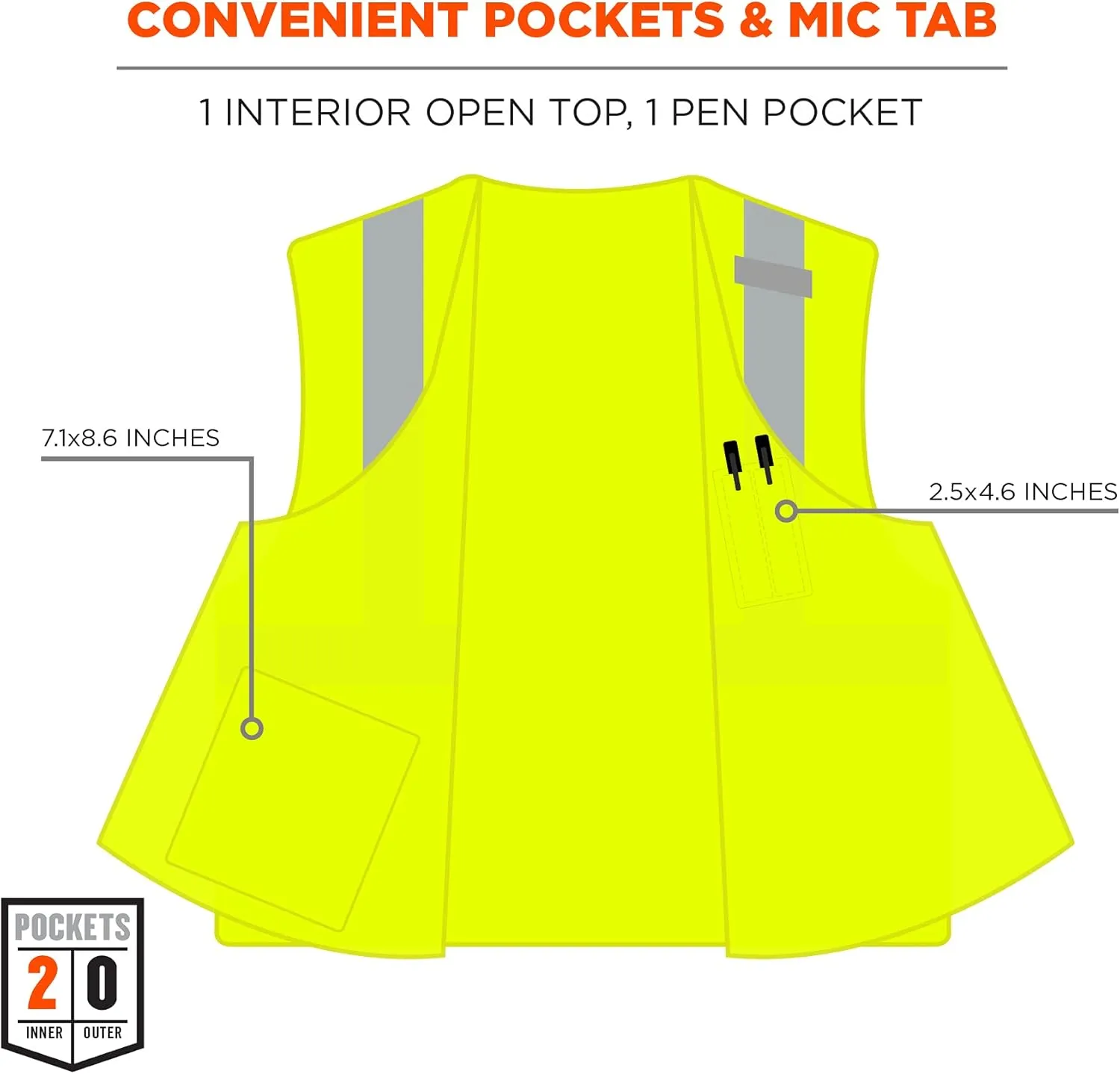 Ergodyne unisex-adult Glowear 8263frhl Hi-vis Fr Safety Vest - Class 2, Nfpa 70e, Mesh, Hook & Loop, Economy