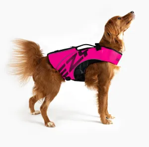 EzyDog DFD X2 Dog Life Jacket - Adjustable Swimming Safety Life Vest Preserver with Continuous Neck Flotation, Reflective Trim, & Grab Handle (4XS, Pink)