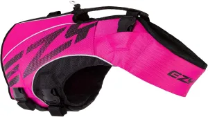 EzyDog DFD X2 Dog Life Jacket - Adjustable Swimming Safety Life Vest Preserver with Continuous Neck Flotation, Reflective Trim, & Grab Handle (Large, Pink)