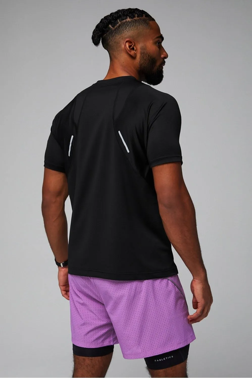 Fabletics Men's The 02 Tee, Performance Running, Jogging, Training, Ultra Lightweight, Reflective, Breathable