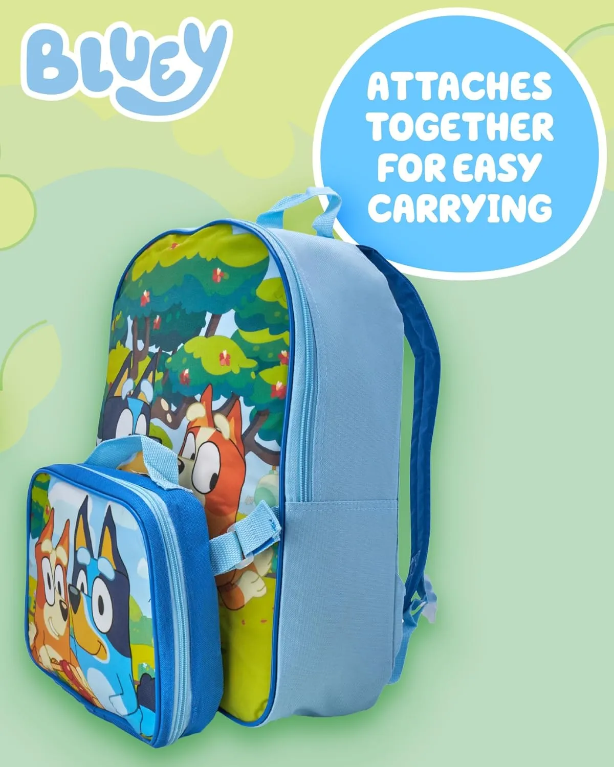 Fast Forward Kids Backpack - Disney Frozen Spider-Man Paw Patrol - 15" School Bookbag with Lunch Box for Boys and Girls, Size One Size, Bluey Blue/Yellow