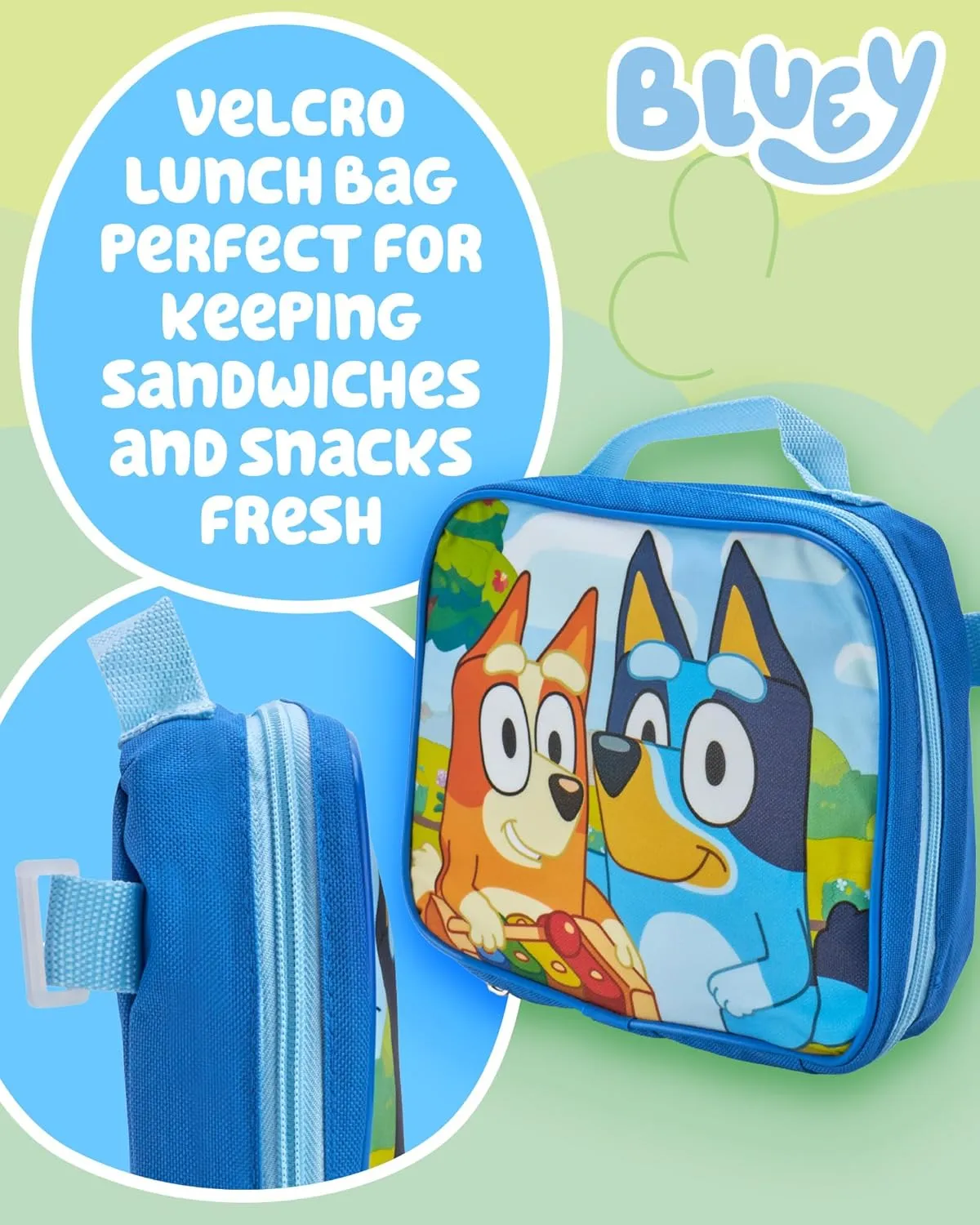 Fast Forward Kids Backpack - Disney Frozen Spider-Man Paw Patrol - 15" School Bookbag with Lunch Box for Boys and Girls, Size One Size, Bluey Blue/Yellow