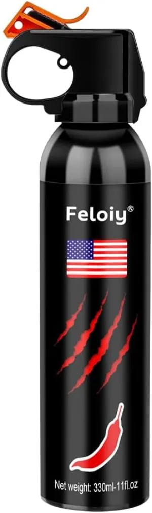 feloiy Pepper Spray - 330 ml (11 oz) - Home, Outdoor Protective Spray - with Safety Clip - for Hiking, Cycling, Camping (330ml)