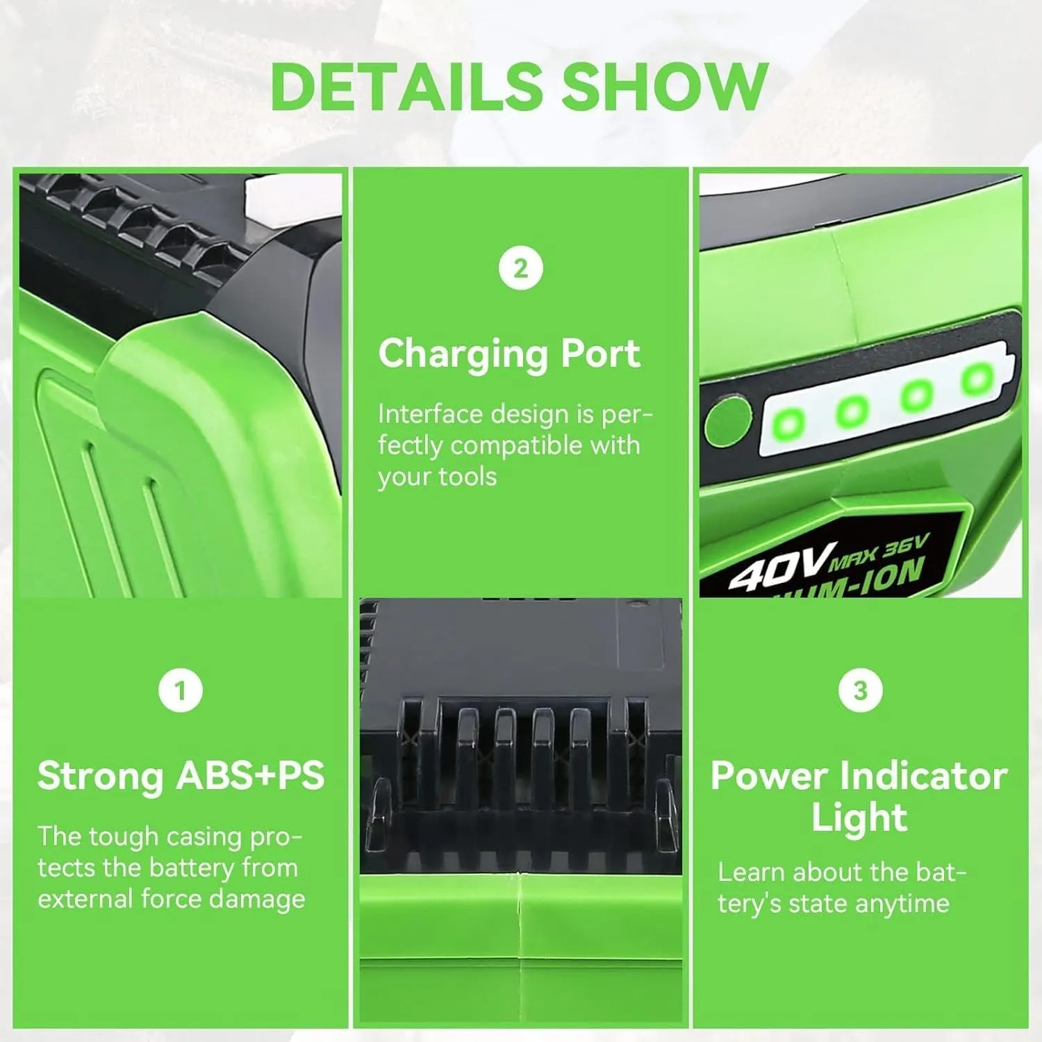 FERRYBOAT 6.0Ah 40V Replacement Battery for Greenworks 40v Battery 29472 29462 Compatible with Greenworks 40V G-MAX Power Tools 29252 20202 22262 25312 25322 (1 Pack)
