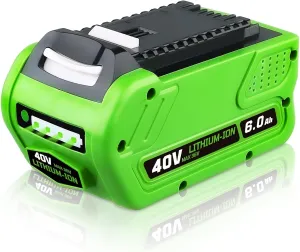 FERRYBOAT 6.0Ah 40V Replacement Battery for Greenworks 40v Battery 29472 29462 Compatible with Greenworks 40V G-MAX Power Tools 29252 20202 22262 25312 25322 (1 Pack)