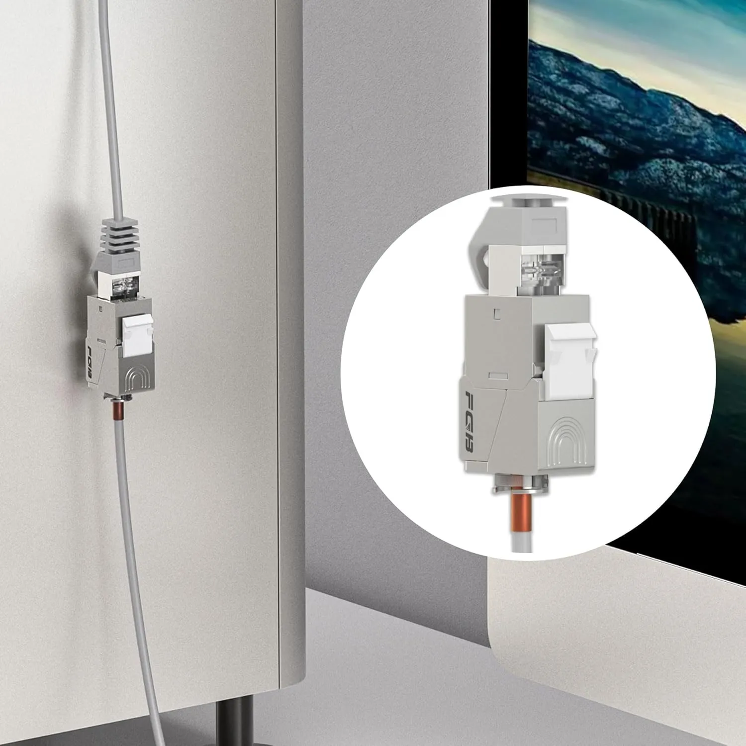 FGB 10Gbps Cat6a Shielded Keystone Jacks with Integrated Shutter, Toolless Modular Jacks, 25 Pack