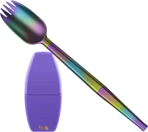 FinalSpork Collapsible, Reusable Metal Spork with Travel Case | Pocket-Sized | Stainless Steel & Platinum Grade Silicone | Eco-Friendly | Assorted Colors