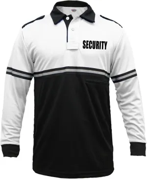 First Class Two Tone Security Bike Patrol Shirt with Reflective Stripes and Zipper Pocket