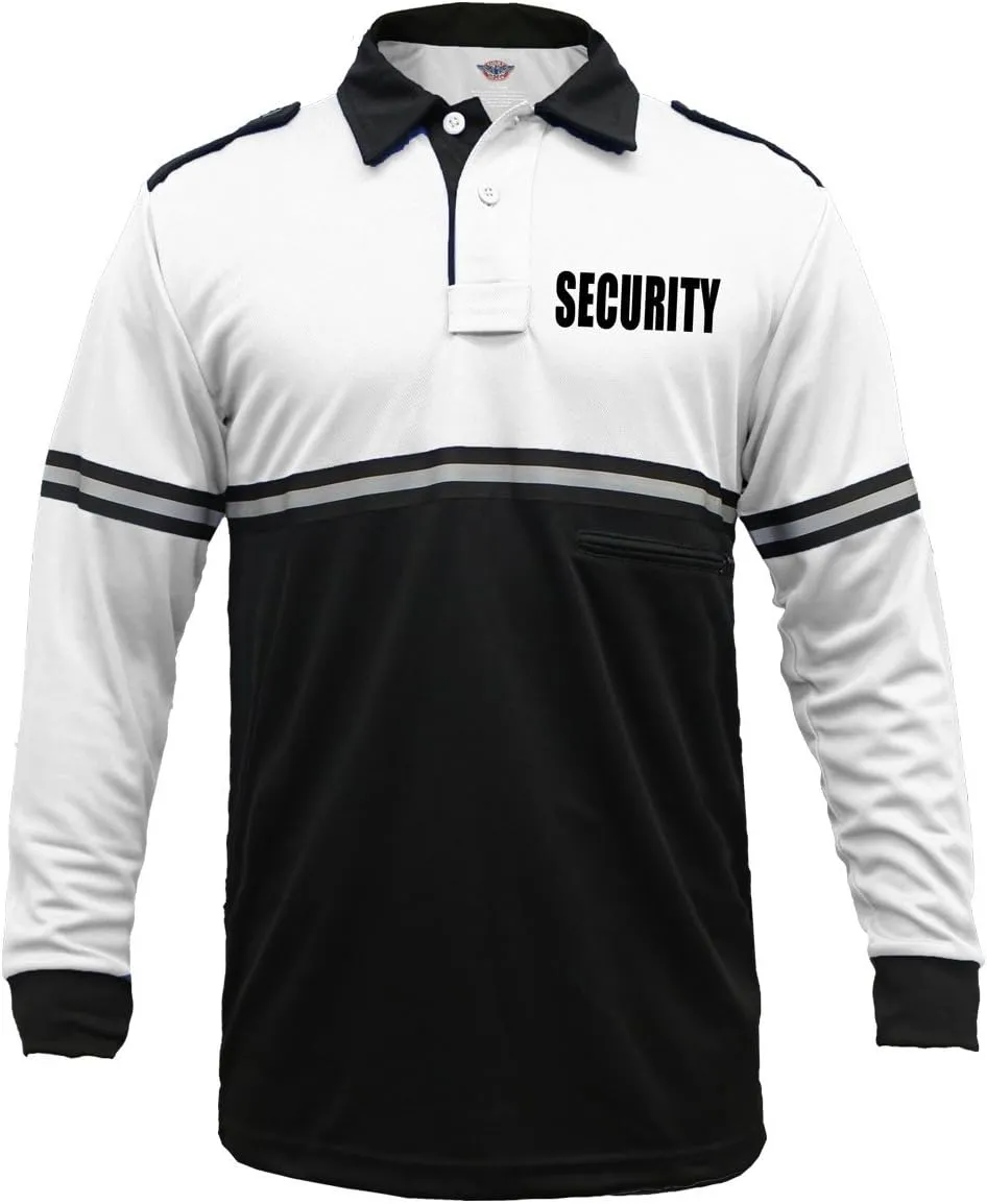 First Class Two Tone Security Bike Patrol Shirt with Reflective Stripes and Zipper Pocket