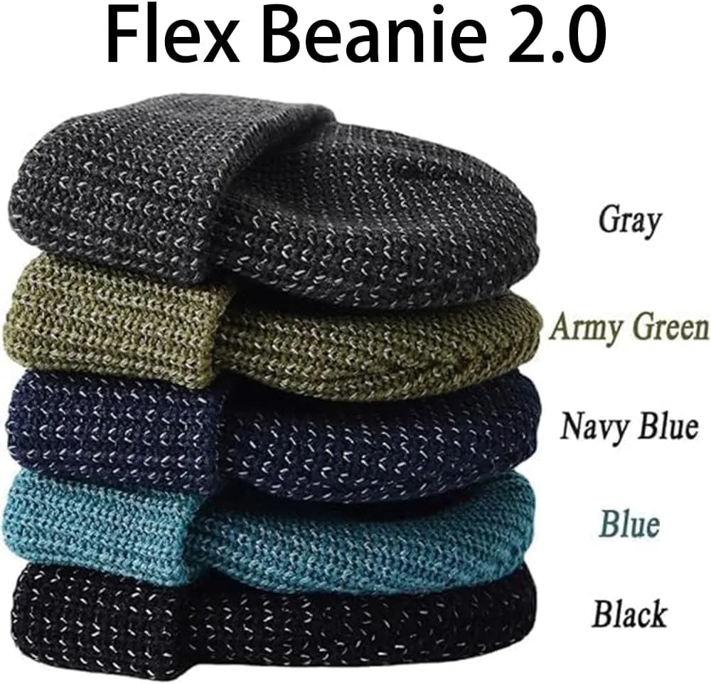 Flex Beanie 2.0 - Unisex Reflective Glow in The Dark Hat With Reflective Fibers and Reflector