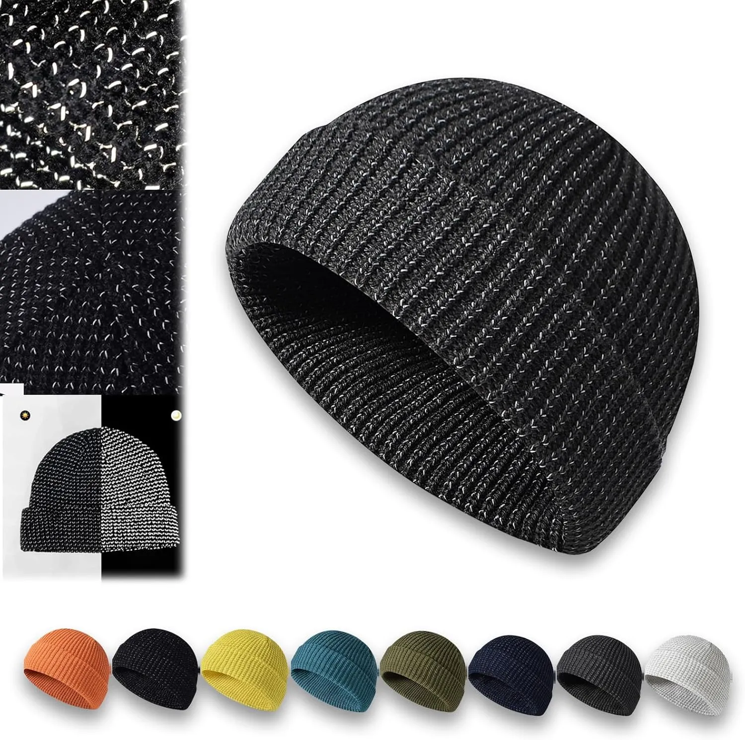 Flex Beanie 2.0 - Unisex Reflective Glow in The Dark Hat With Reflective Fibers and Reflector