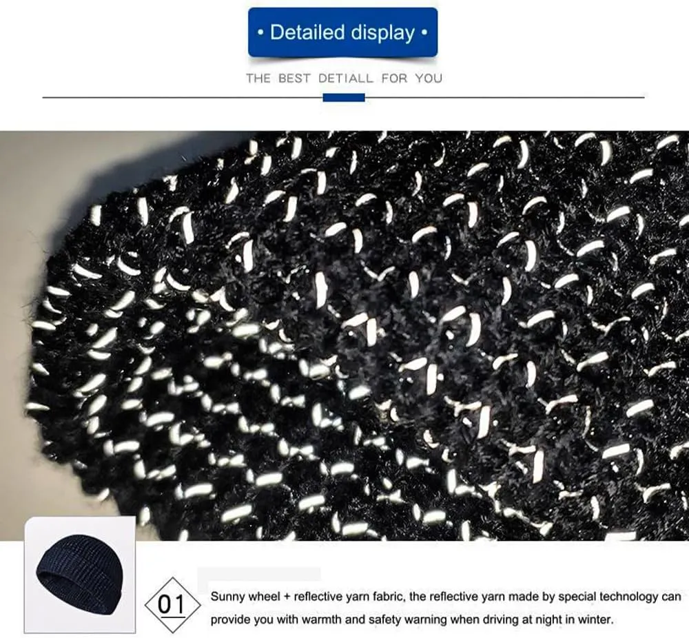 Flex Beanie 2.0 - Unisex Reflective Glow in The Dark Hat With Reflective Fibers and Reflector