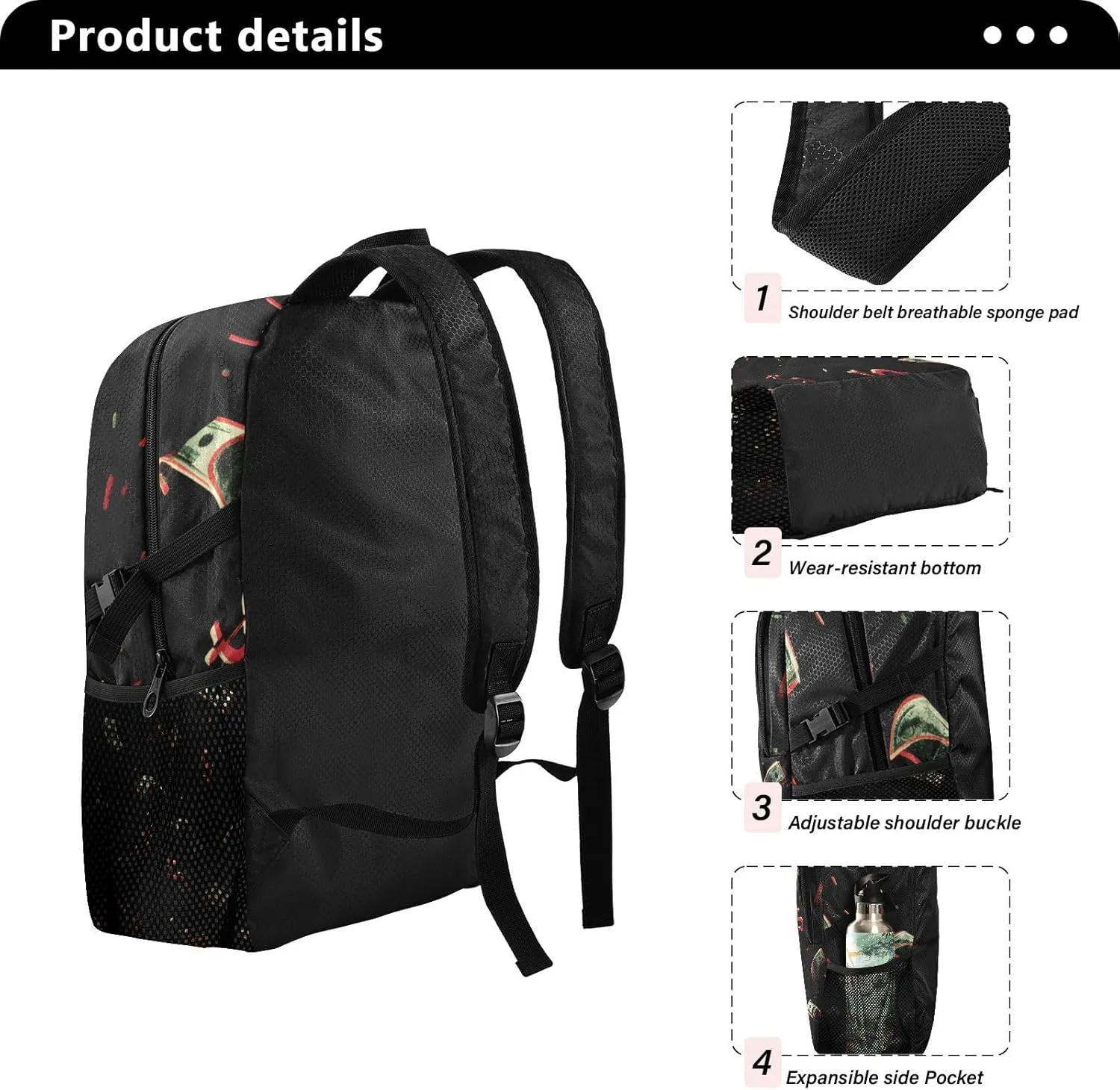 Floating Dollar Design Backpack - Foldable Waterproof Carry-on Bag with Hidden Pockets, 18.5inch Lightweight Pack for Airport Travel Essentials