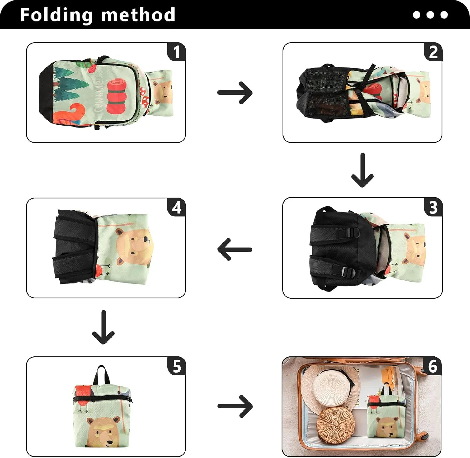 Floating Dollar Design Backpack - Foldable Waterproof Carry-on Bag with Hidden Pockets, 18.5inch Lightweight Pack for Airport Travel Essentials