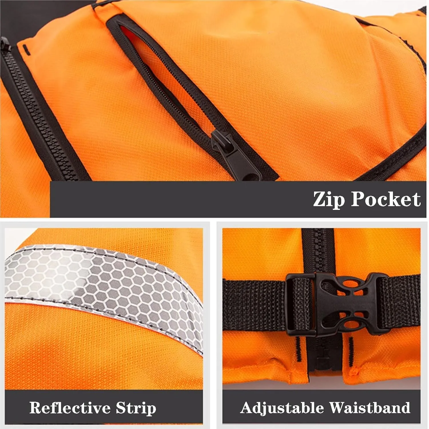 Floating Swim Vest with Zip Pocket and Reflective Stripe, Adjustable, Buoyancy Aid Vest for Boating Kayaking Surfing