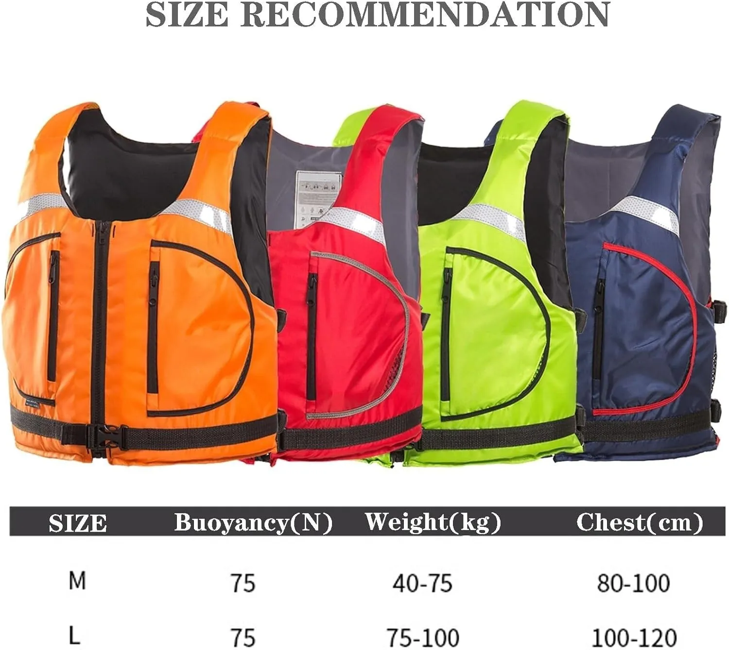 Floating Swim Vest with Zip Pocket and Reflective Stripe, Adjustable, Buoyancy Aid Vest for Boating Kayaking Surfing