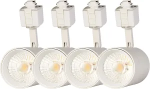 FLSNT 4-Pack LED Track Lighting Heads for 3-Wire-1 Circuit H-Type Track,12W(75W Equiv.),Dimmable,CRI90,800LM,4000K Natural White for Wall Art Exhibition Lighting,White Finishing