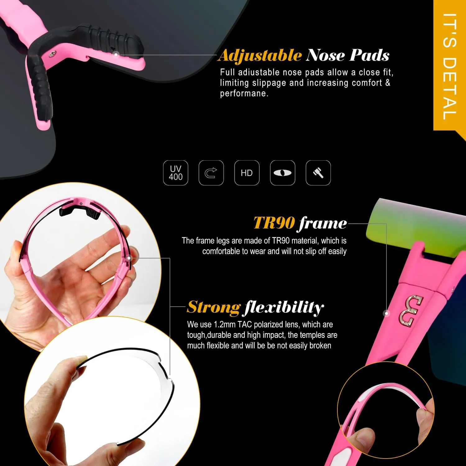 FMY Polarized Cycling Glasses Sports Sunglasses,UV400 Protection Eyewear Baseball Running Fishing for Men Women Youth