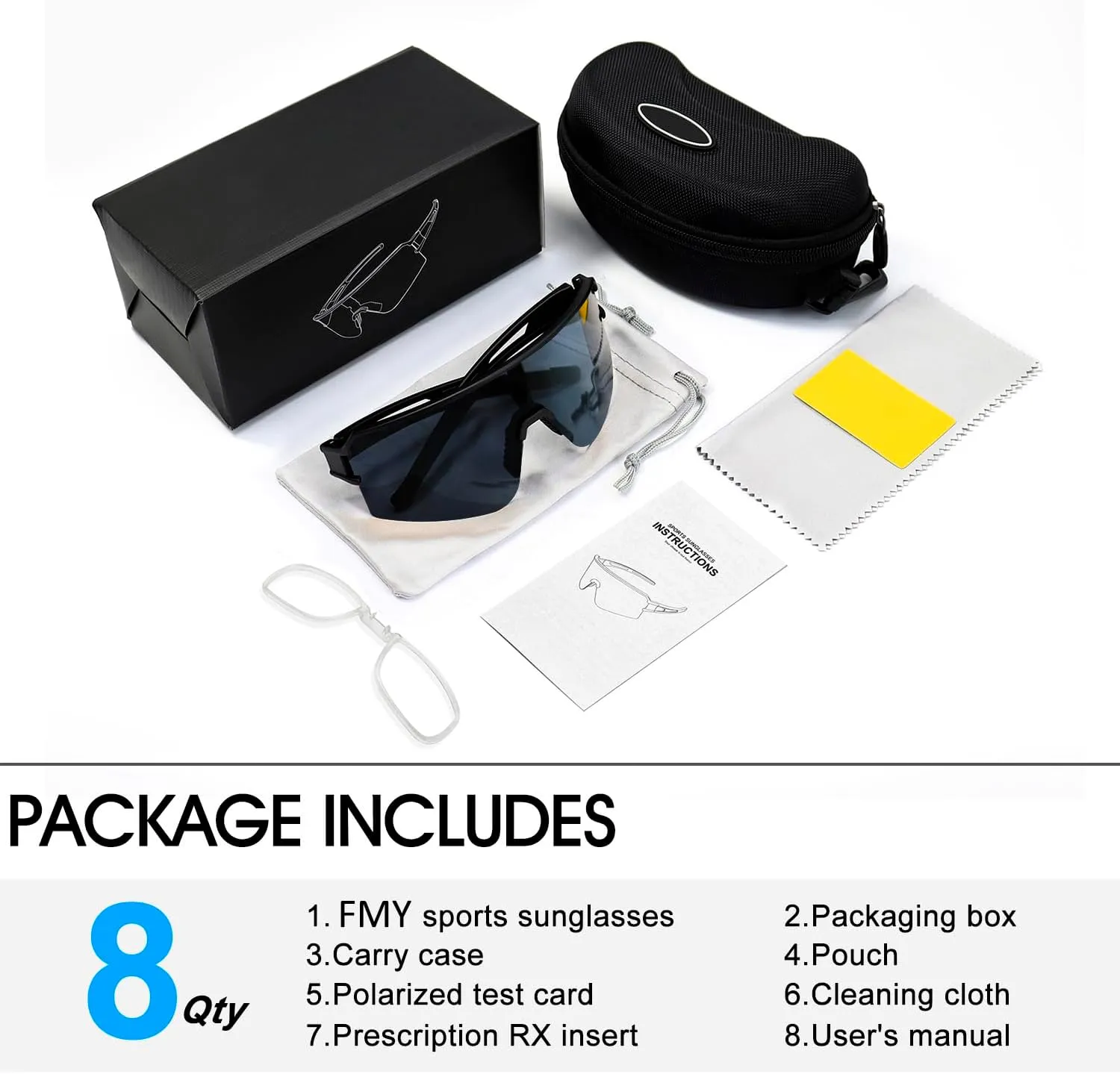 FMY Polarized Cycling Glasses Sports Sunglasses,UV400 Protection Eyewear Baseball Running Fishing for Men Women Youth