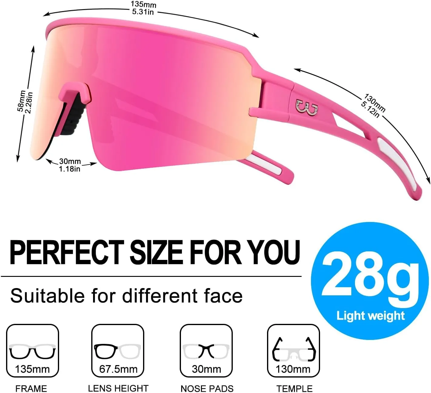 FMY Polarized Cycling Glasses Sports Sunglasses,UV400 Protection Eyewear Baseball Running Fishing for Men Women Youth