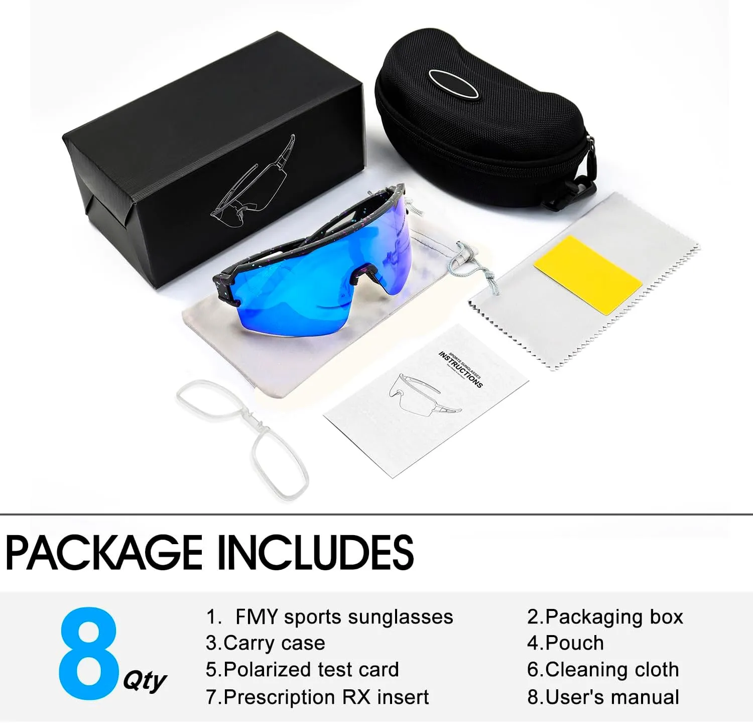 FMY Polarized Cycling Glasses Sports Sunglasses,UV400 Protection Eyewear Baseball Running Fishing for Men Women Youth