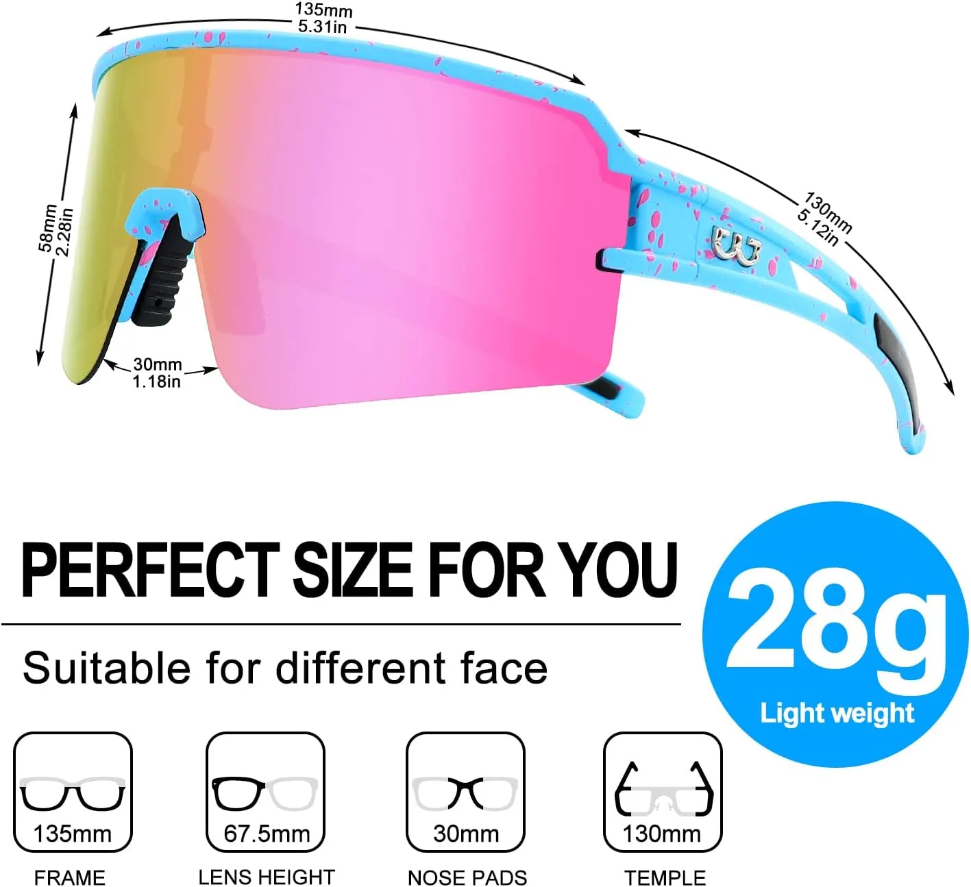 FMY Polarized Cycling Glasses Sports Sunglasses,UV400 Protection Eyewear Baseball Running Fishing for Men Women Youth