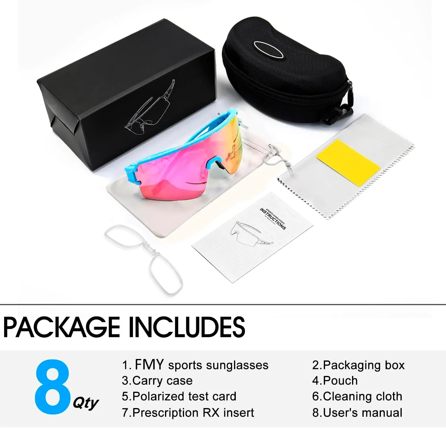 FMY Polarized Cycling Glasses Sports Sunglasses,UV400 Protection Eyewear Baseball Running Fishing for Men Women Youth