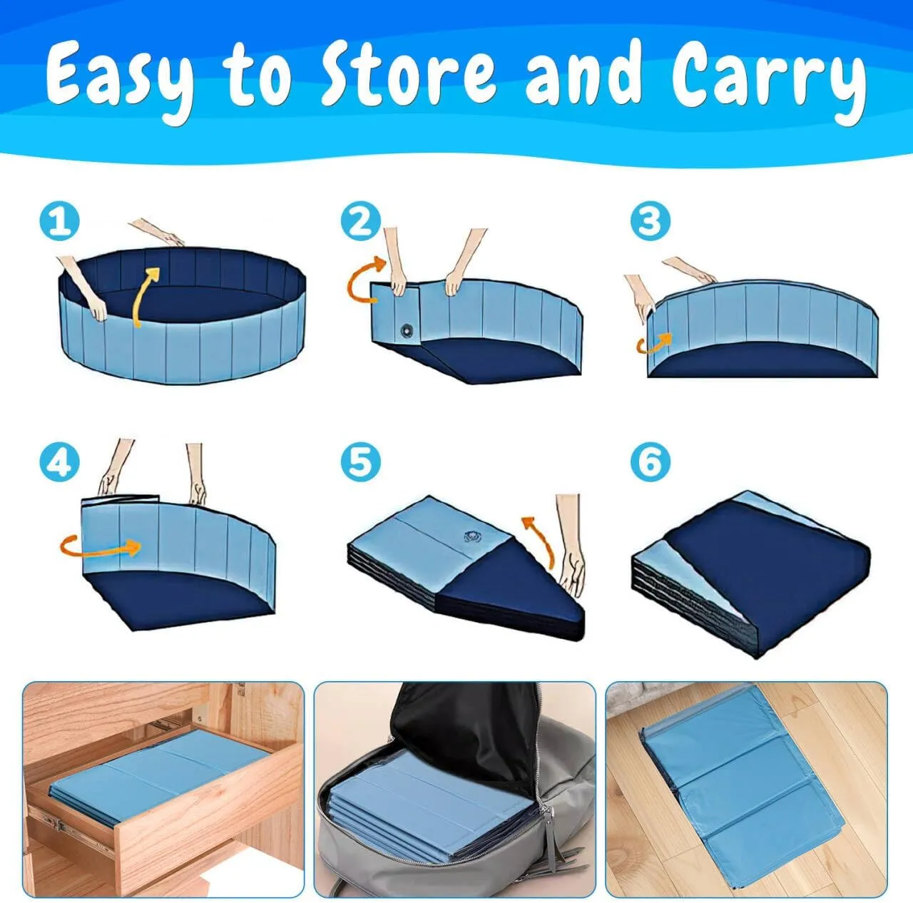 Foldable Dog Pool with Sprinkler, 97 in Extra Large Dog Swimming Pool, Outdoor Collapsible Pet Bathing Tub for Pets Dogs Cats and Kids (97" D x 12" H, Blue)