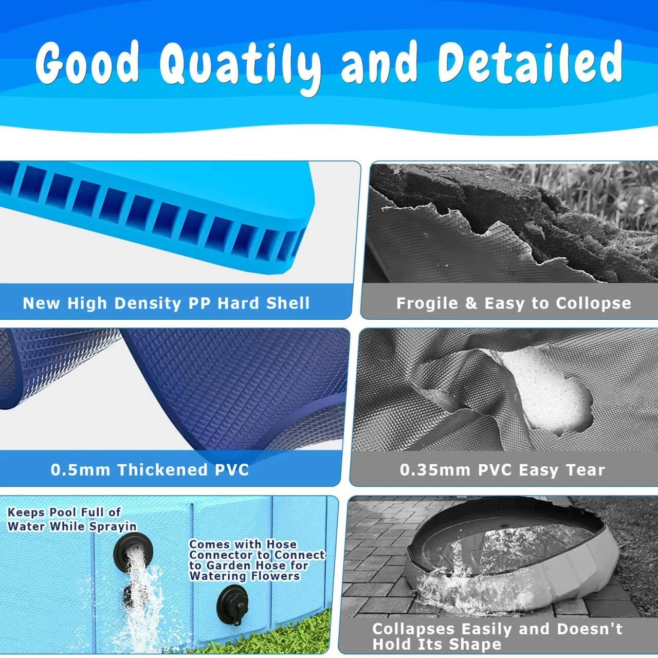 Foldable Dog Pool with Sprinkler, 97 in Extra Large Dog Swimming Pool, Outdoor Collapsible Pet Bathing Tub for Pets Dogs Cats and Kids (97" D x 12" H, Blue)