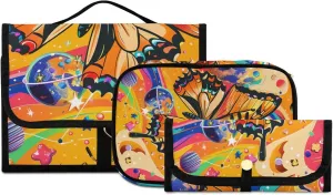Foldable Hanging Travel Toiletry Organizer Set 3-Piece with Cosmetic Bag & Brush Holder - Butterfly (14)